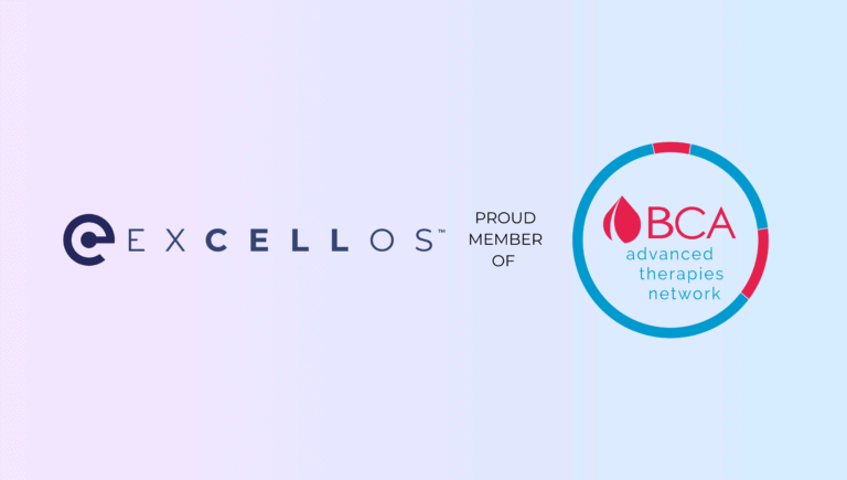 Excellos proud member of BCA Advanced Therapies Network badge showing partnership between Excellos and Blood Centers of America for cell and gene therapy manufacturing