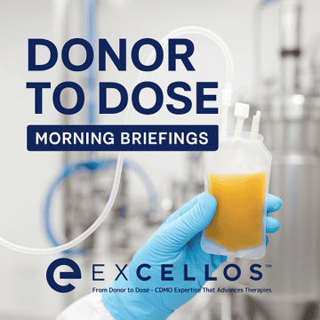 Donor to Dose title with a gloved hand holding material